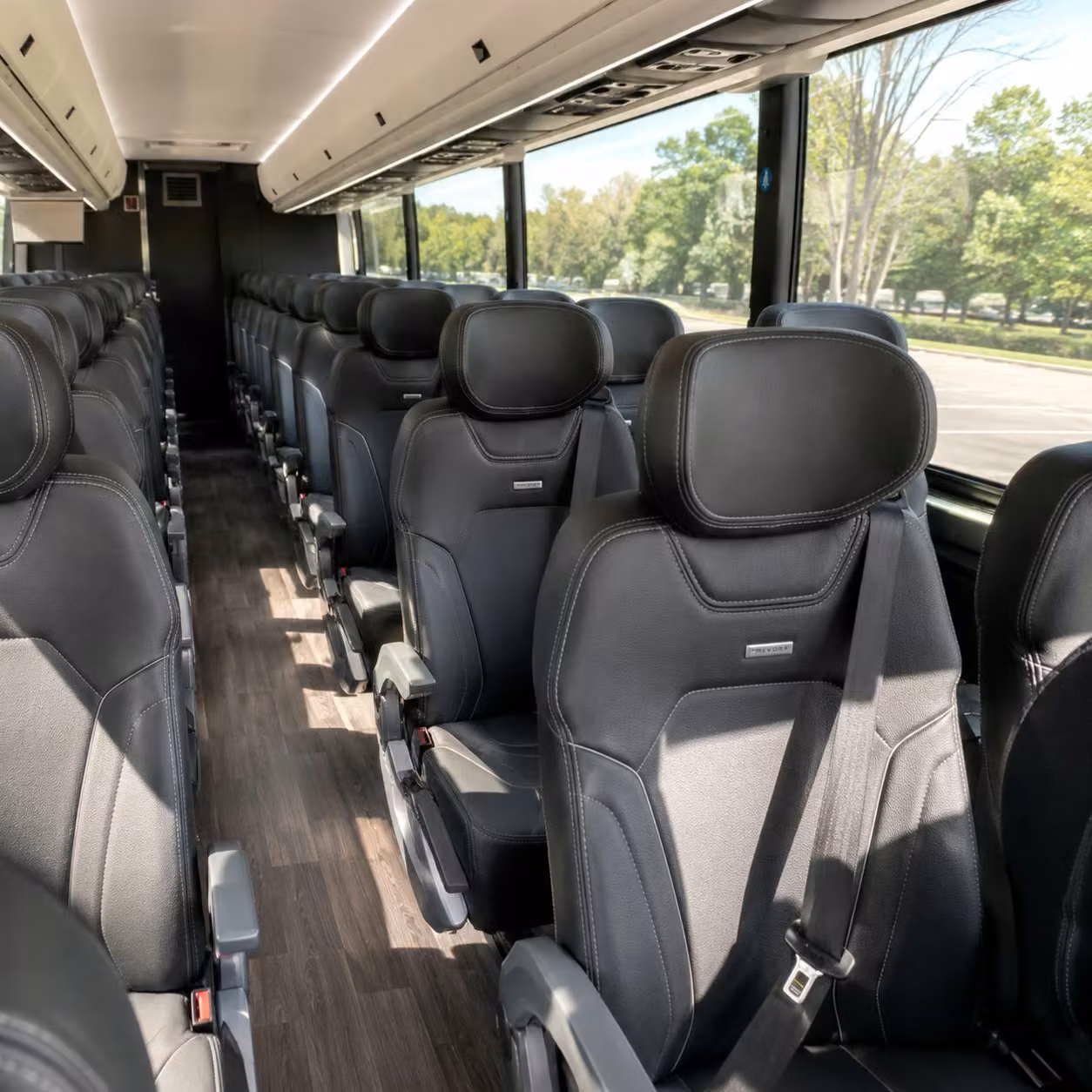 56 passenger charter bus inside
